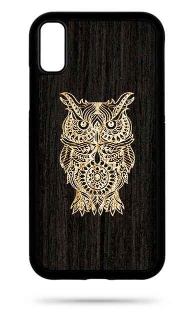 Puidust telefoni korpused: Korpus - Apple - Iphone 5 / 5s / SE - öökull kuldne press