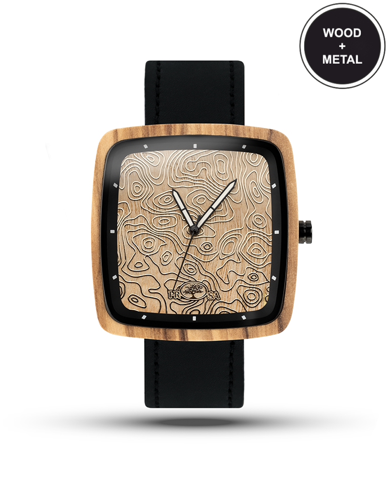 Wooden watches: Golden Map