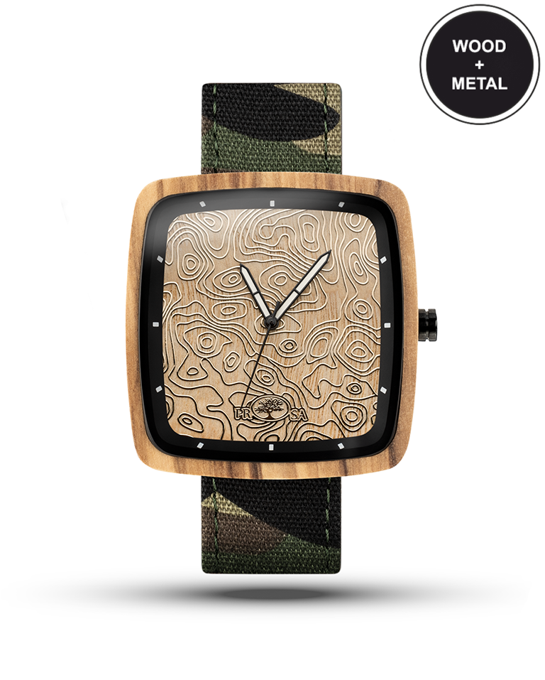 Wooden watches: Golden Map