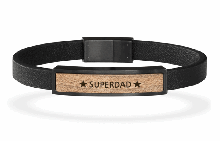 Puidust käevõrud: Black / leather band /  Superdad