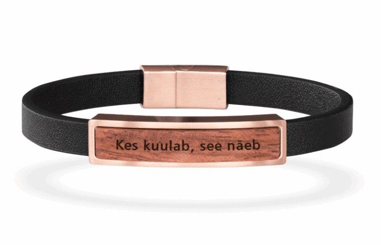 Puidust käevõrud: Käevõru Rose / Nahast rihm / Kes kuulab see näeb
