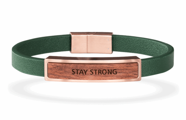 Puidust käevõrud: Rose / leather bande / stay strong